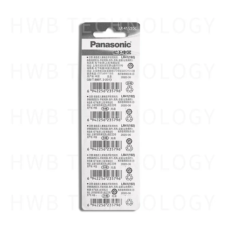 10 шт. 1,5 в PANASONIC LR41 192 кнопки щелочные батареи