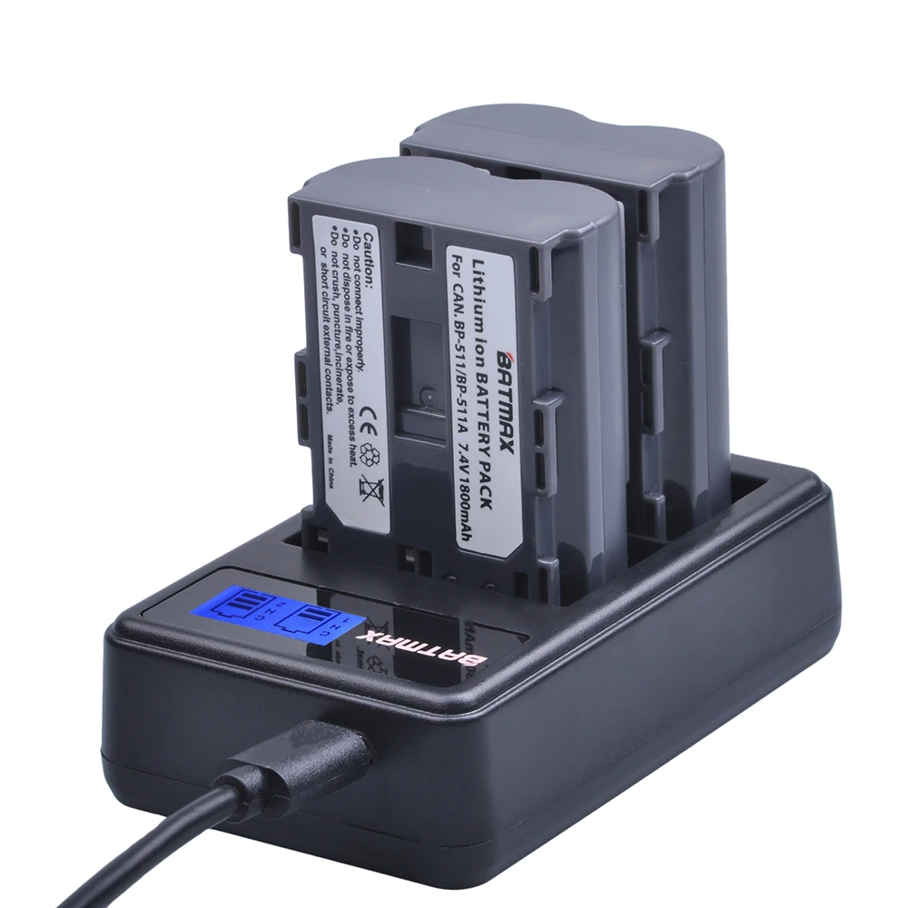 Online 2X BP 511A BP 511 BP 511 511A BP511A Batterie Bateria + LCD Dual USB Ladegerät für Canon G6 G5 G3 G2 g1 EOS 300D 50D 40D 30D 20D 5D