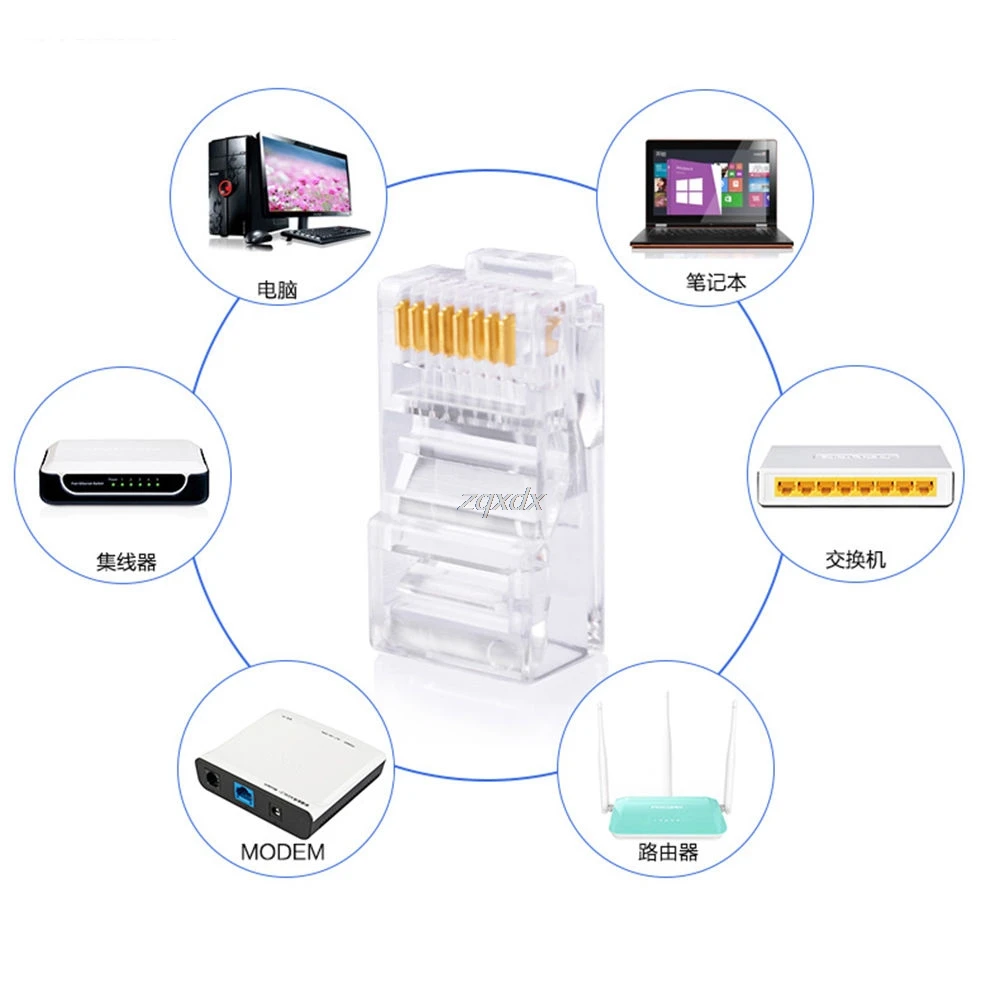 25 개 금 도금 RJ45 그물 네트워크 모듈러 플러그 Cat5 CAT5e 커넥터, 신제품, 도매 & 생산자 직배송