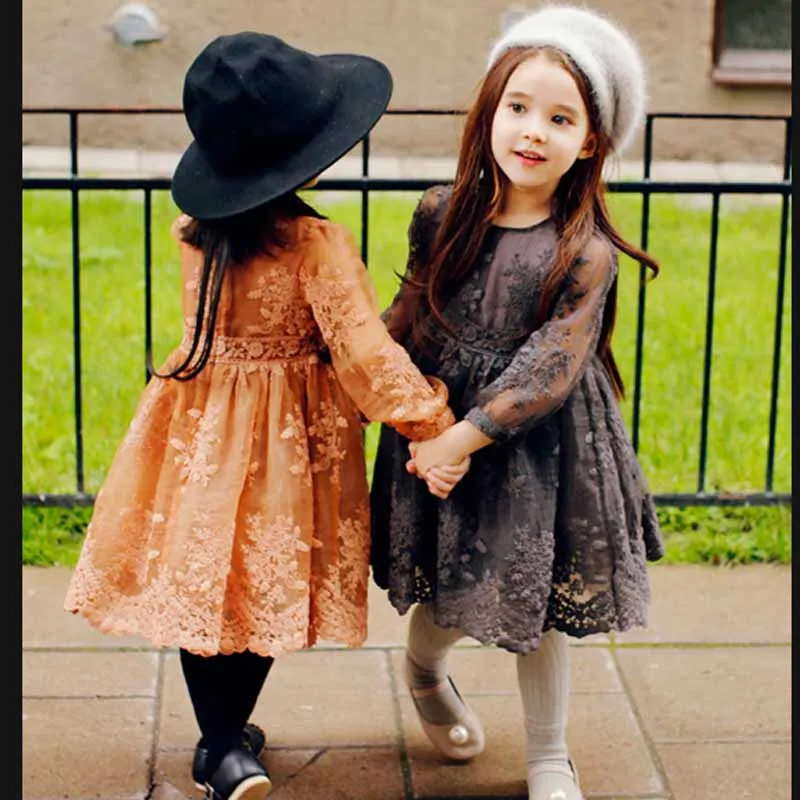 

high quality girls lace dress Baby Princess Bridesmaid Flower Girl Dresses Lace Wedding Party Prom Gown toddler girls clothing