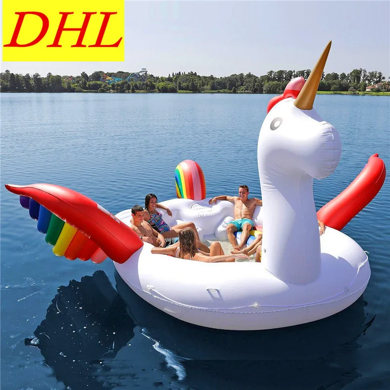

500CM Giant Unicorn Flamingo Inflatable Pool Float Fit Seven People Floating Island Air Mattress Water Summer Party Toys L2389