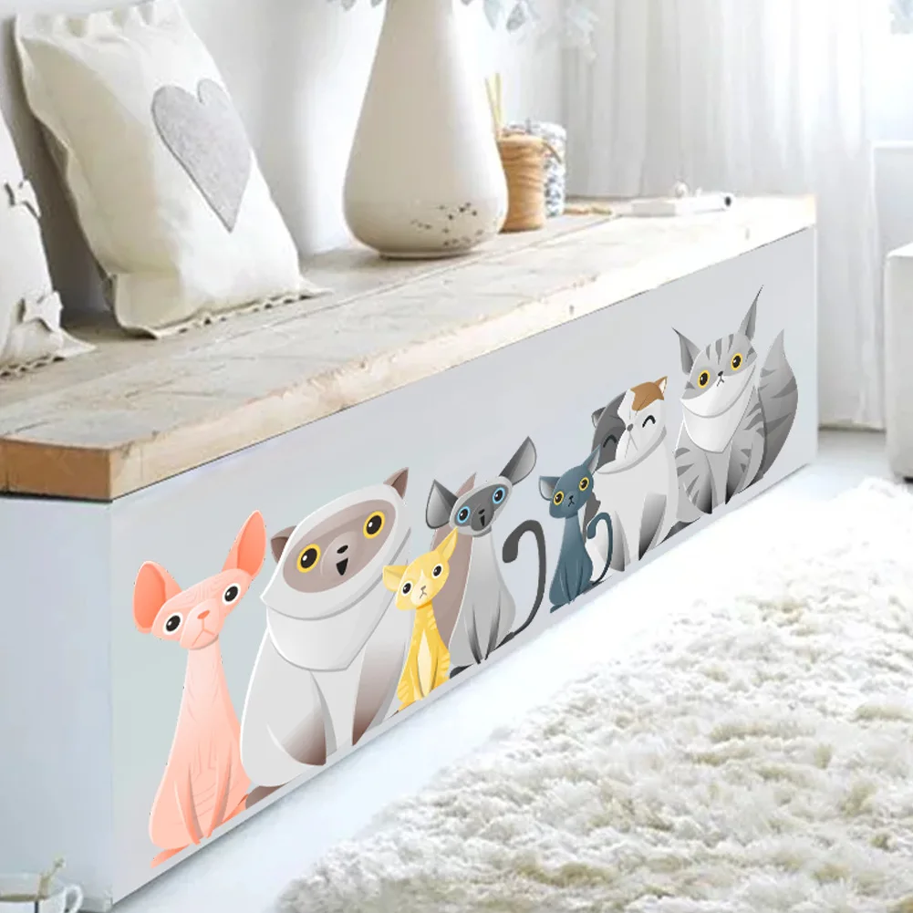 DIY мультфильм скандинавский стиль кошка наклейки на стену гостиная спальня