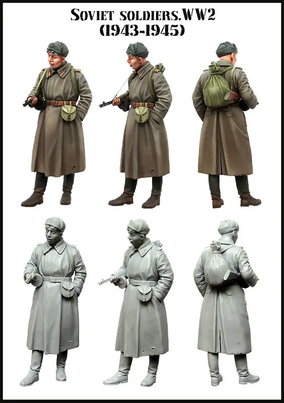 

[tuskmodel] 1 35 scale resin model figures kit WW2 soviet Soldiers 4345