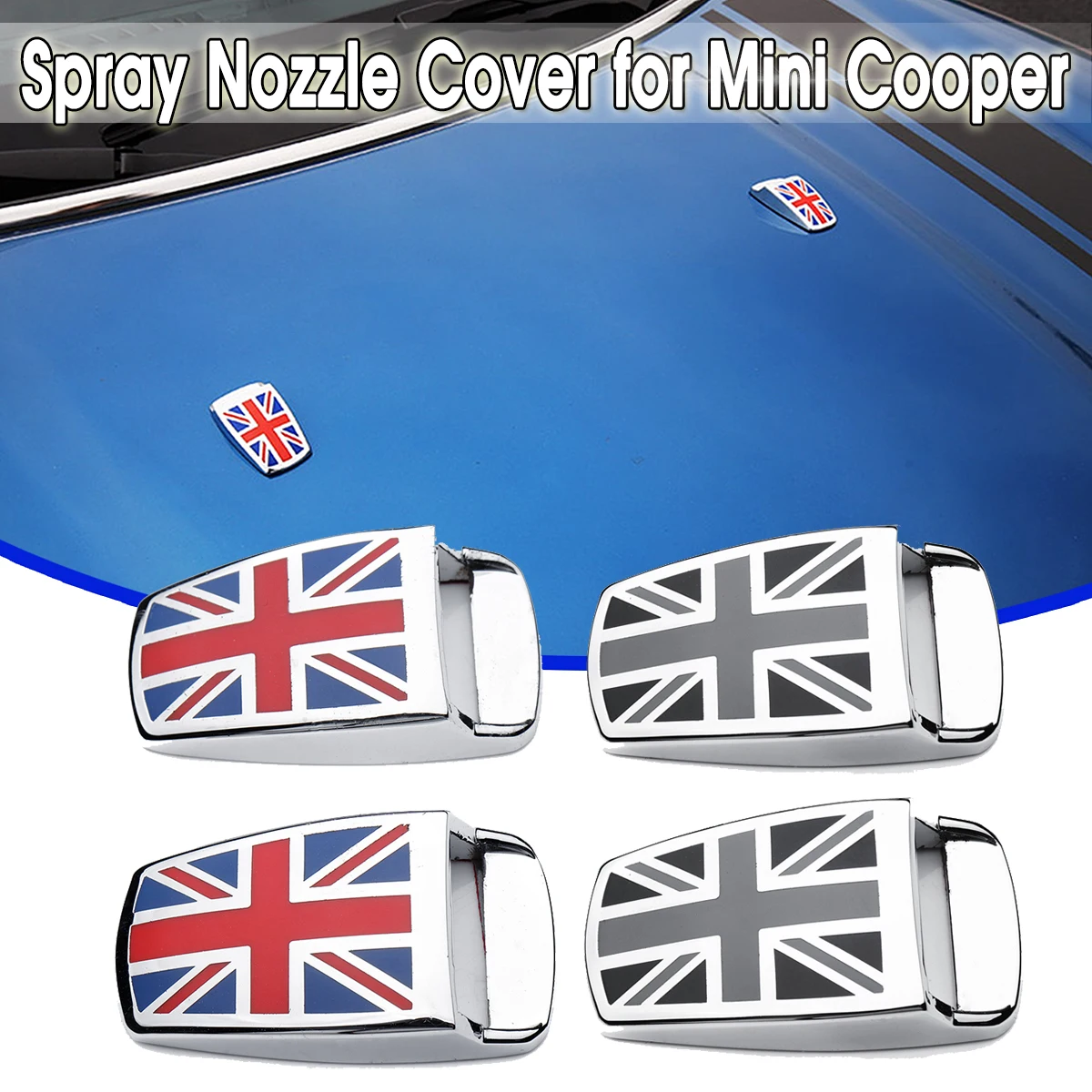 2pcs Windshield Wiper Water Spray Nozzle Cover Caps Trim Cover Sticker