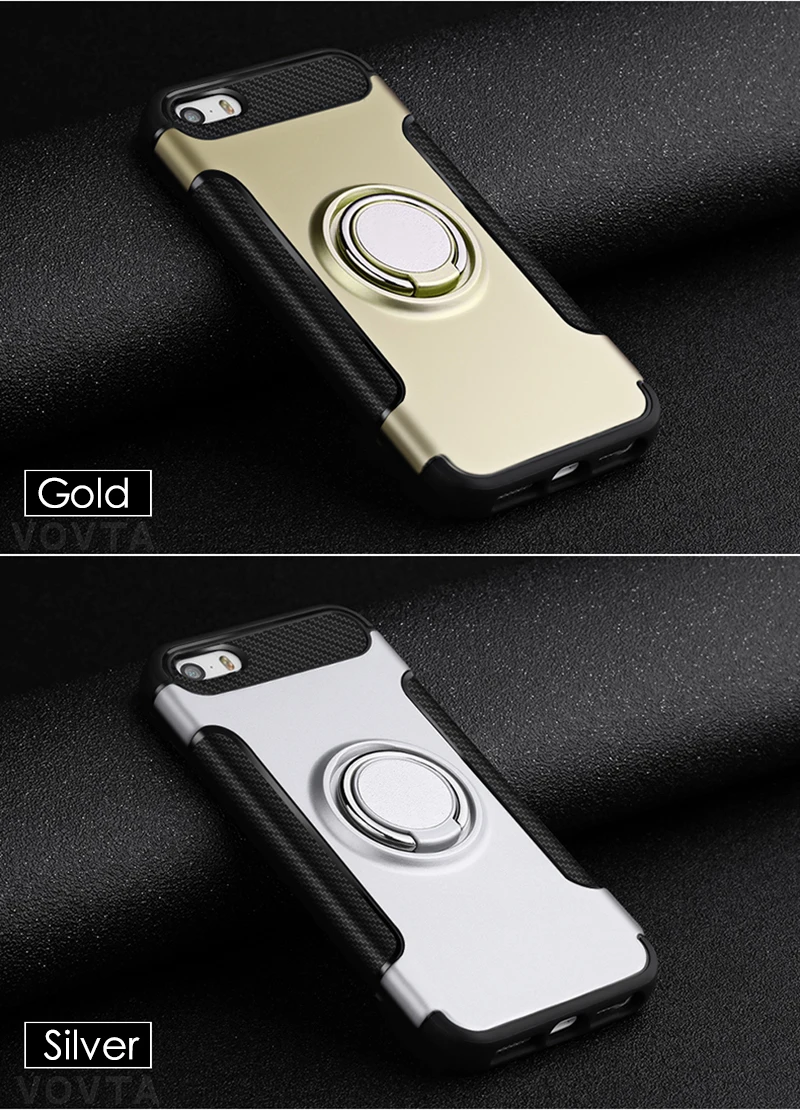 VOVTA Luxury Anti-knock case for iPhone 5 5s SE  Metal Ring Bracket case Shockproof Rugged Armor Phone Cover for iPhone5 5S SE20