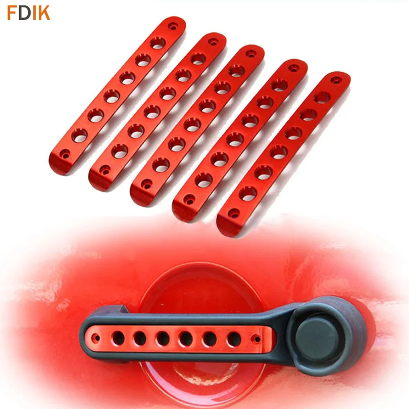 3x Red Brushed Aluminum Side Door Grab Handle Knobs Cover For Jeep Wrangler JK