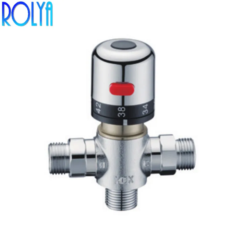 Rolya Solar Thermostatic Mixing Valve for Water Heater 3 Way G1/2 Bath