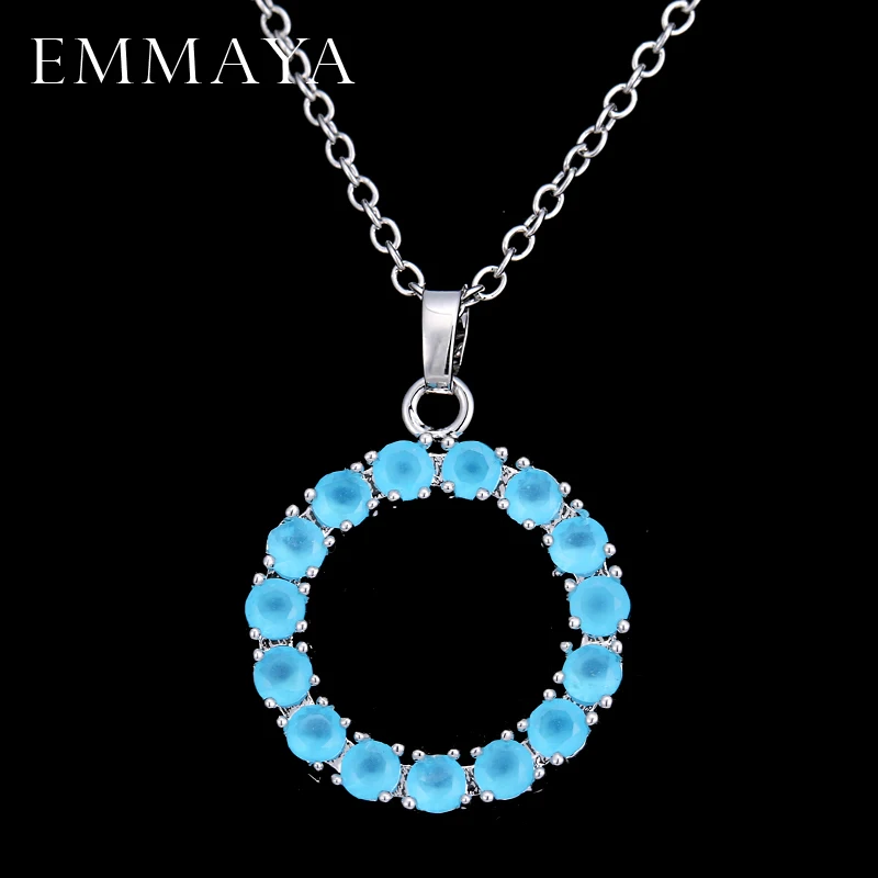 Модное серебряное ожерелье EMMAYA с круглым кулоном в виде двух колец длинная