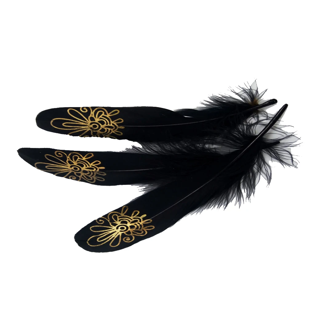 New 12 Pieces Printing Natural Goose Feather DIY Craft Party Home Decor for Sewing Garment Clothes Wedding Dress Accessories