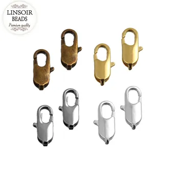 

LINSOIR 50pcs/lot 12*5mm Lobster Clasps For Bracelet Necklace Findings Metal Alloy Clasps Connectors DIY Jewelry Making F789
