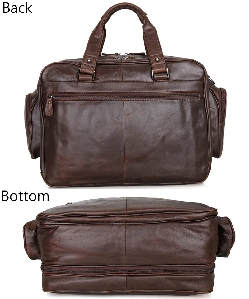 US $89.24 Mens Leather Briefcase 16 Big Real Leather Laptop Tote Bag Cow Leather Business Bag Double Layer Messenger Bag