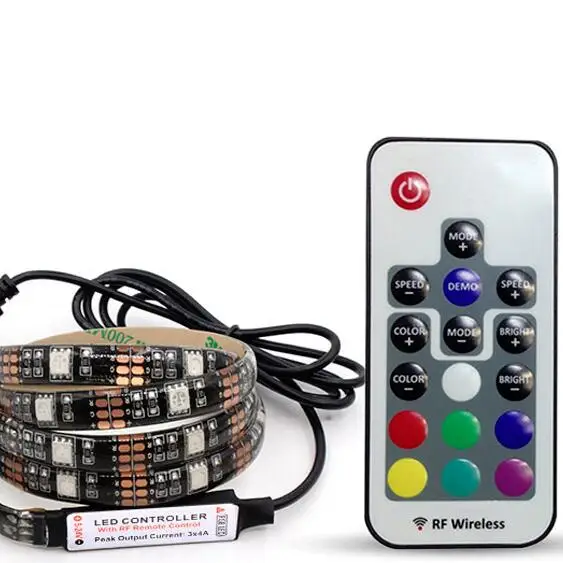 

USB LED Strip RGB SMD5050 TV PC Background Lighting Kit Cuttable With 17Key RF Controller 60leds/m 1-5 Meters/Set DC5V