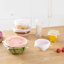 6 шт./компл. Кухня Еда силиконовый герметик чаша чашки крышки для кастрюли эластичные Чехлы Кухня хранения принадлежностей