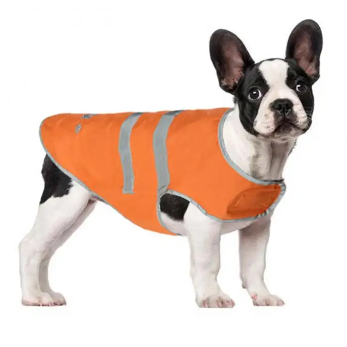 Pet Cats Dog Reflective Strip Raincoat Waterproof Snow-Proof Orange Dog Pet Rain Clothes-Drop