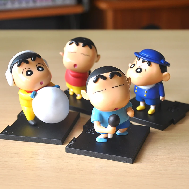 

4pcs 7cm Japan Anime Crayon Shin Chan PVC Model Action Figures Toy Crayon Shin Chan Auto Ornaments Doll Kids Gifts