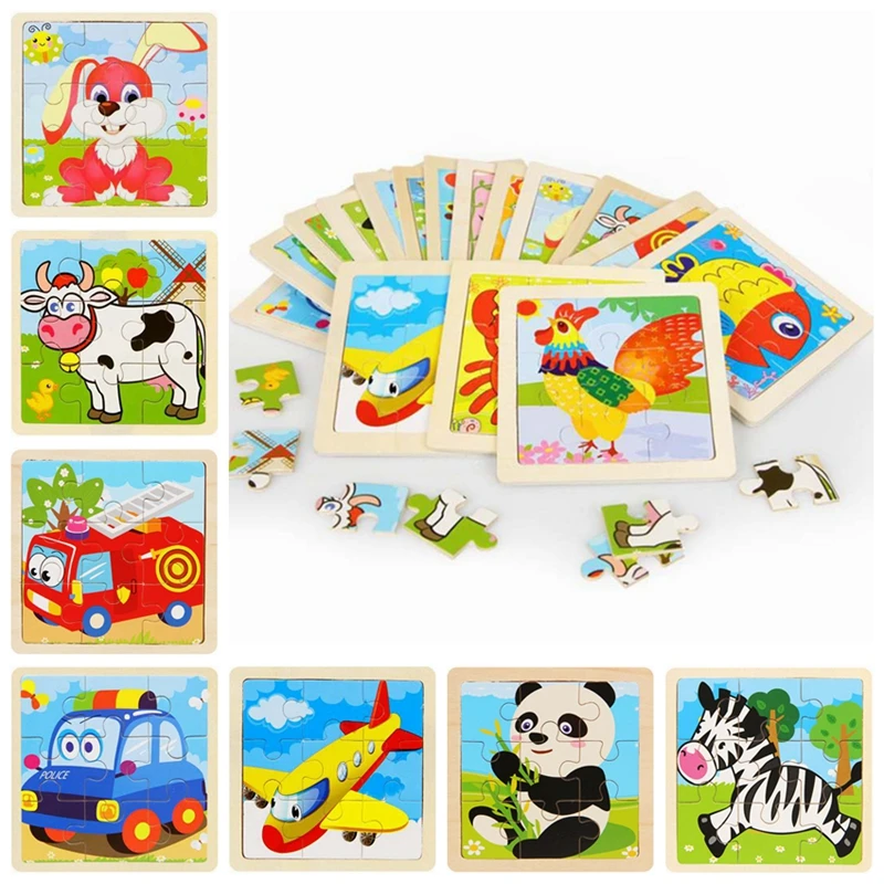 

Mini Animal Puzzle Wooden Puzzle Rabbit Panda Cow Wooden Toy 3D Puzzle Fire Truck Car Education Toy Kids Toys Children Puzzles