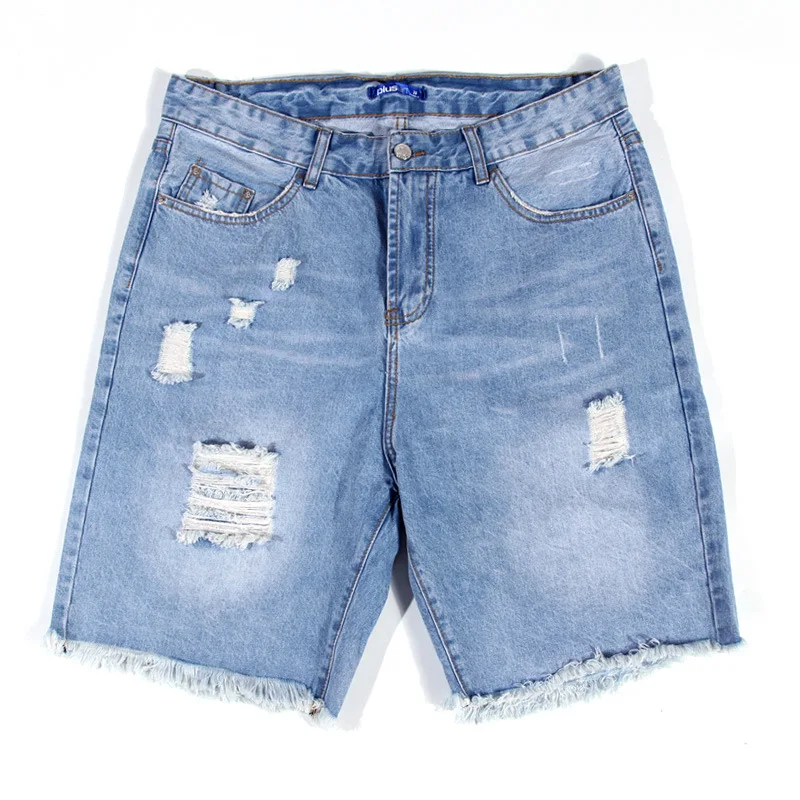 

Men distressed Denim Shorts Jeans Plus Size 40 42 44 46 48 Summer Ripped vintage retro Holes Short Denim Pants Plus Size