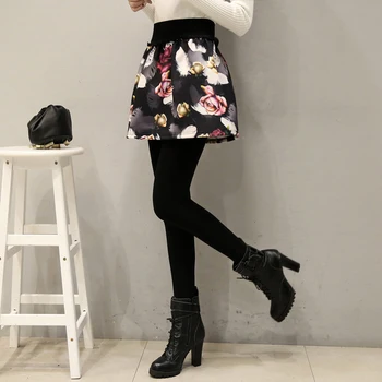 

2017 Autumn and winter plus velvet padded fake two sets of leggings skirt pants