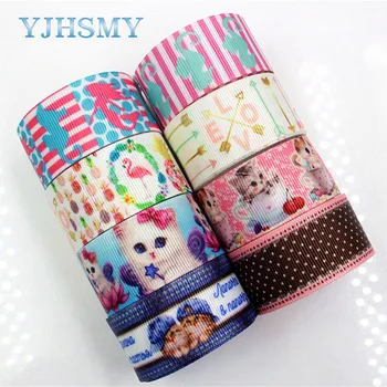 

YJHSMY D-171108-564,25 mm 5 Yards Cartoon cat Thermal transfer Printed grosgrain Ribbons, gift wrap DIY Handmade Material