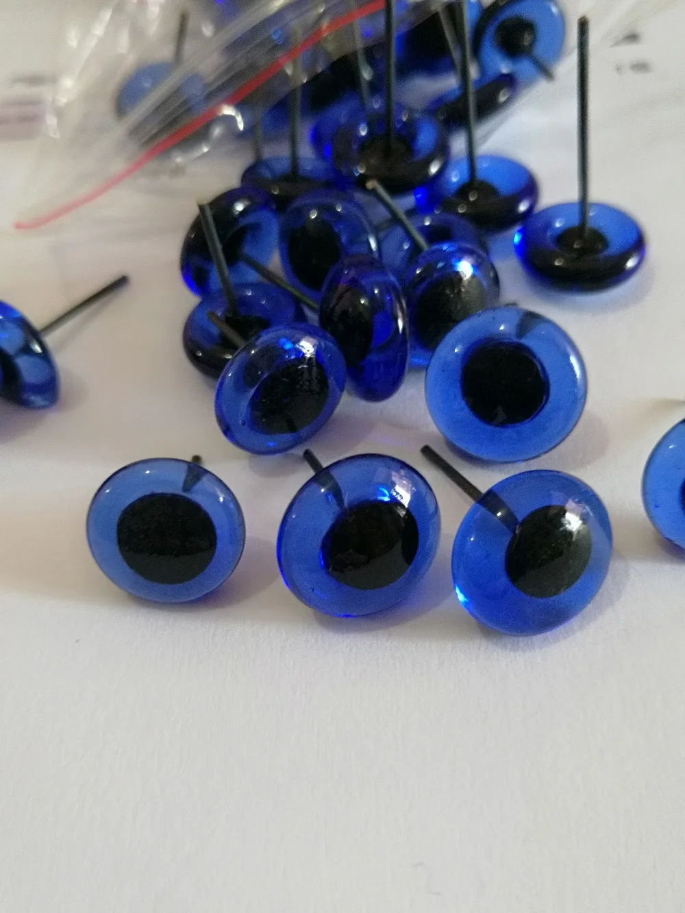 

50pcs new items 3/4/5/6/7/8/9/10/11/12mm blue color glass toy eyes with pin for diy handcraft materials--size option