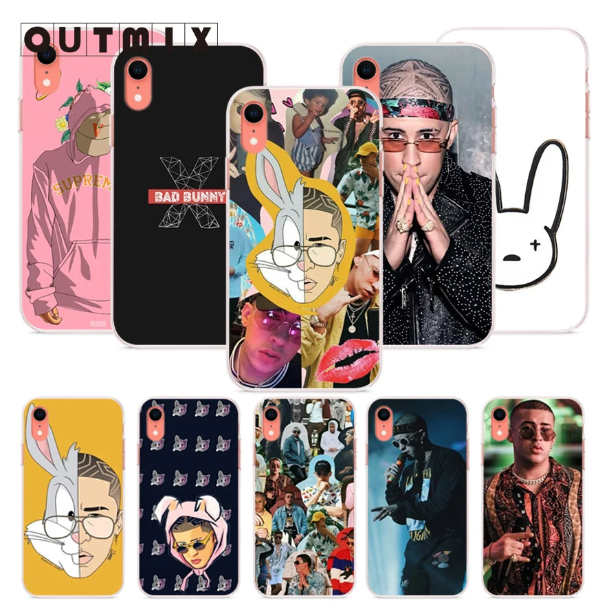 

OUTMIX Bad Bunny phone case Back Cover For iPhone 8 8plus XS max XR XS 7 7plus 6 6s 6plus 5 5s SE Protective Cover dropship