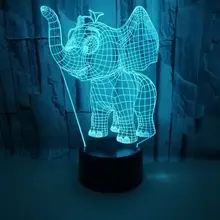 Слон 3d лампа красочный сенсорный пульт дистанционного управления 3d Led визуальная настольная лампа подарок украшение прикроватная 3d настольная лампа
