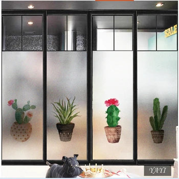

Frosted glass stickers Nordic ins succulents Bathrooms balcony door windows electrostatic transparent opaque film