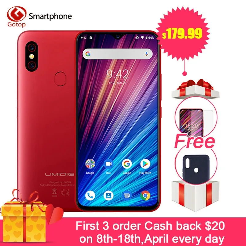 UMIDIGI F1 Play Android 9 0 камера 48 Мп + 8 16 МП 5150 мАч 6 ГБ ОЗУ 64 Гб ПЗУ 3 дюймов FHD Helio | Отзывы и видеообзор