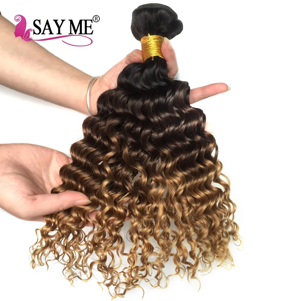Peruvian Deep Wave Bundles Deal Can Buy 1/3/4 Bundles 100% Remy Human Hair Extensions Honey Blonde Ombre Peruvian Hair Bundles