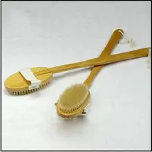 Длинная ручка натурального дерева Деревянный Для ванной Средства ухода за кожей Кисточки для Для ванной ing с естественной натуральной щетиной и Съемная задняя Spa скруббер, 18 cm