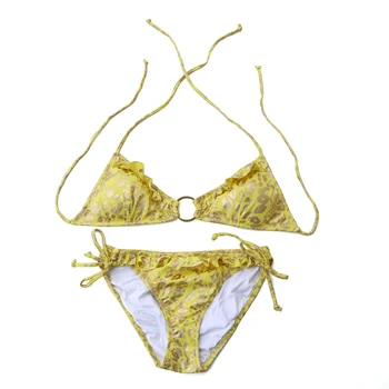 

Women Swimsuit Swimwear Bikinis Set Bikini Triangle Sexy girl Sathing Suit Low Waist Golden bikini