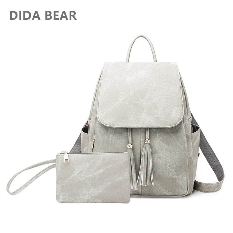 DIDABEAR de 2 piezas conjunto de bolso de cuero de las mujeres, mochila Mochilas para adolescentes chicas mujer borla mochila Bolsas Mochilas DIDABEAR de 2 piezas conjunto de bolso de cuero de las mujeres, mochila Mochilas para adolescentes chicas mujer borla mochila Bolsas Mochilas