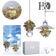 H& D Кристалл ангел-хранитель Suncather Радуга производитель Висячие солнечные Ловец для украшения окна, упаковка из 2(зеленый