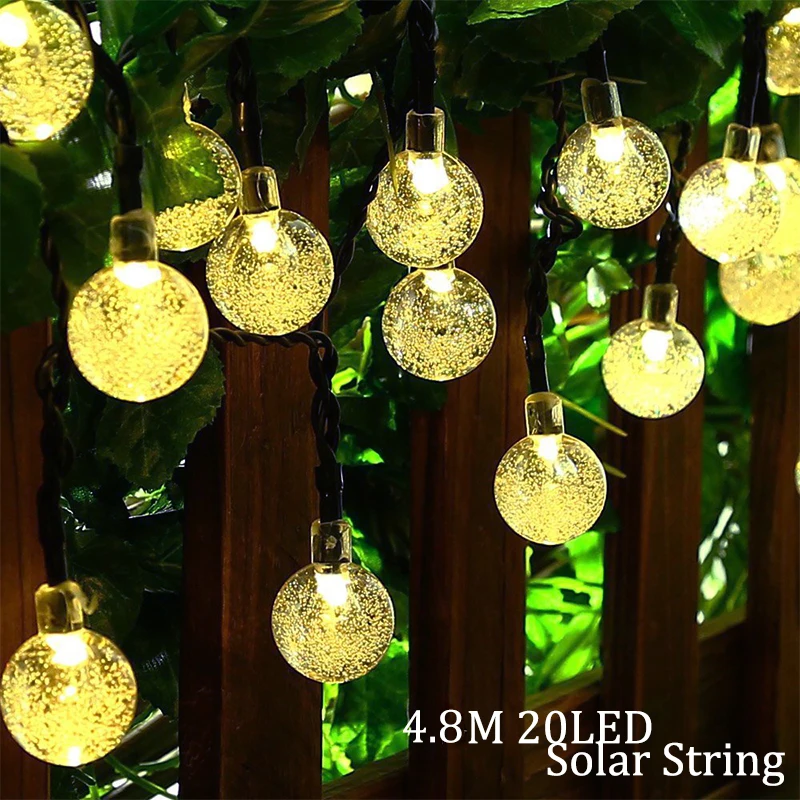 Lampa solarna 4.8 M 20 diody led kryształowa kula wodoodporna odkryty