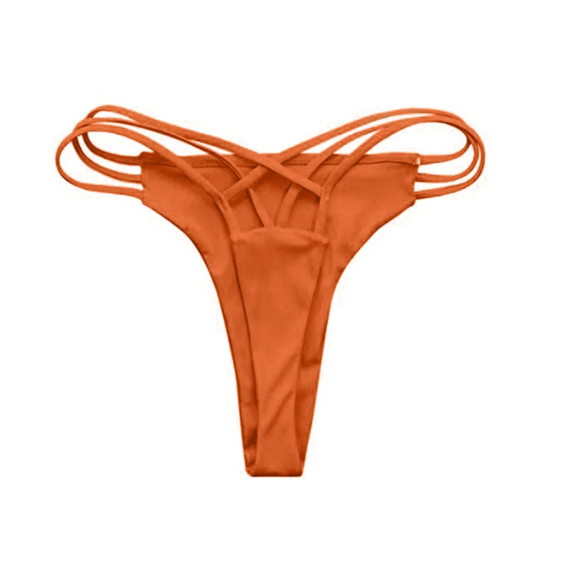 Сексуальное женское бикини, стринги, нижняя часть, купальник, бразильский купальник, для пляжа, с завязками сбоку, на тонких бретелях, обычные стринги, трусы, трусики - Цвет: Оранжевый