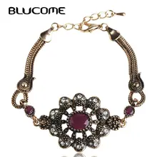 Blucome Лидер продаж Турции красный смоляные браслеты Браслеты Винтаж Для женщин Bijoux турецкий браслет аксессуары турецких украшений