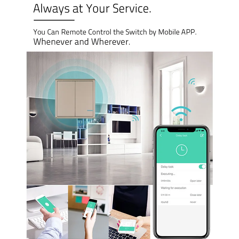 

EU/UK Standard 1/2/3 Gang Remote Control Wall push button Switch, Smart Home Wireless APP WIFI RC Light Switches