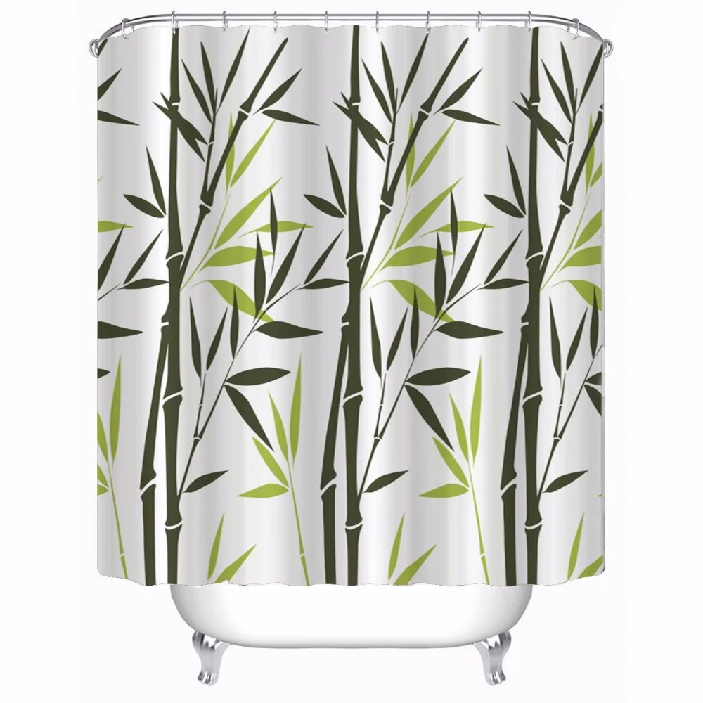 Green Bamboo Forest Tree Waterproof Fabric Fashion Bathroom Bath