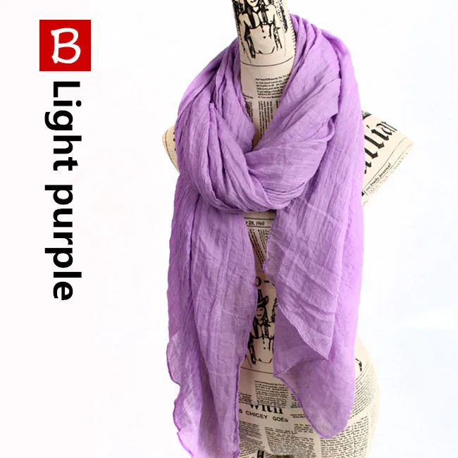 Однотонный зимний шарф, женский, хиджаб, зеленые шали и шарфы, женский шарф - Цвет: Light purple