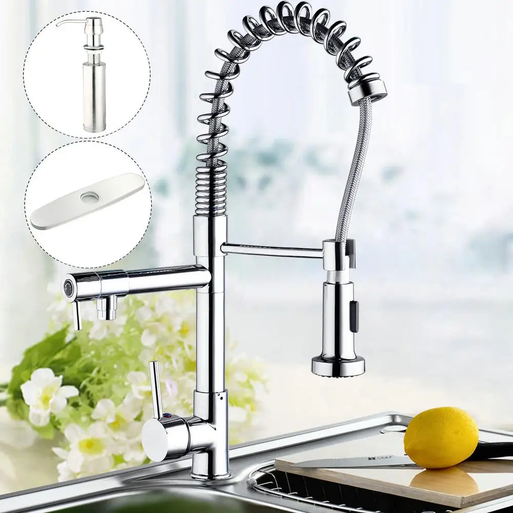 doube water spout faucet hotcold water tap kitchen torneira pull downliquid soap dispensercover platehose mixers - Kitchen Sink Water Dispenser doube water spout faucet hotcold water tap kitchen torneira pull downliquid soap dispensercover platehose mixers - Kitchen Sink Water Dispenser