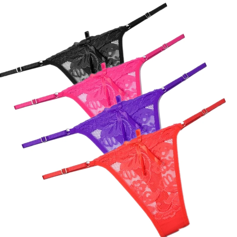 

4 Pieces/Lot Sexy Lace Women Panties Lady's Underwear Sheer Lace G String Thongs Women Underwear Hot Sale