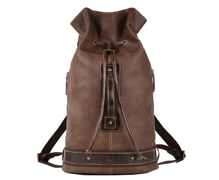 Kopen Nieuwe model koe lederen grote rugzak outdoor reistas laptoptas voor mannen