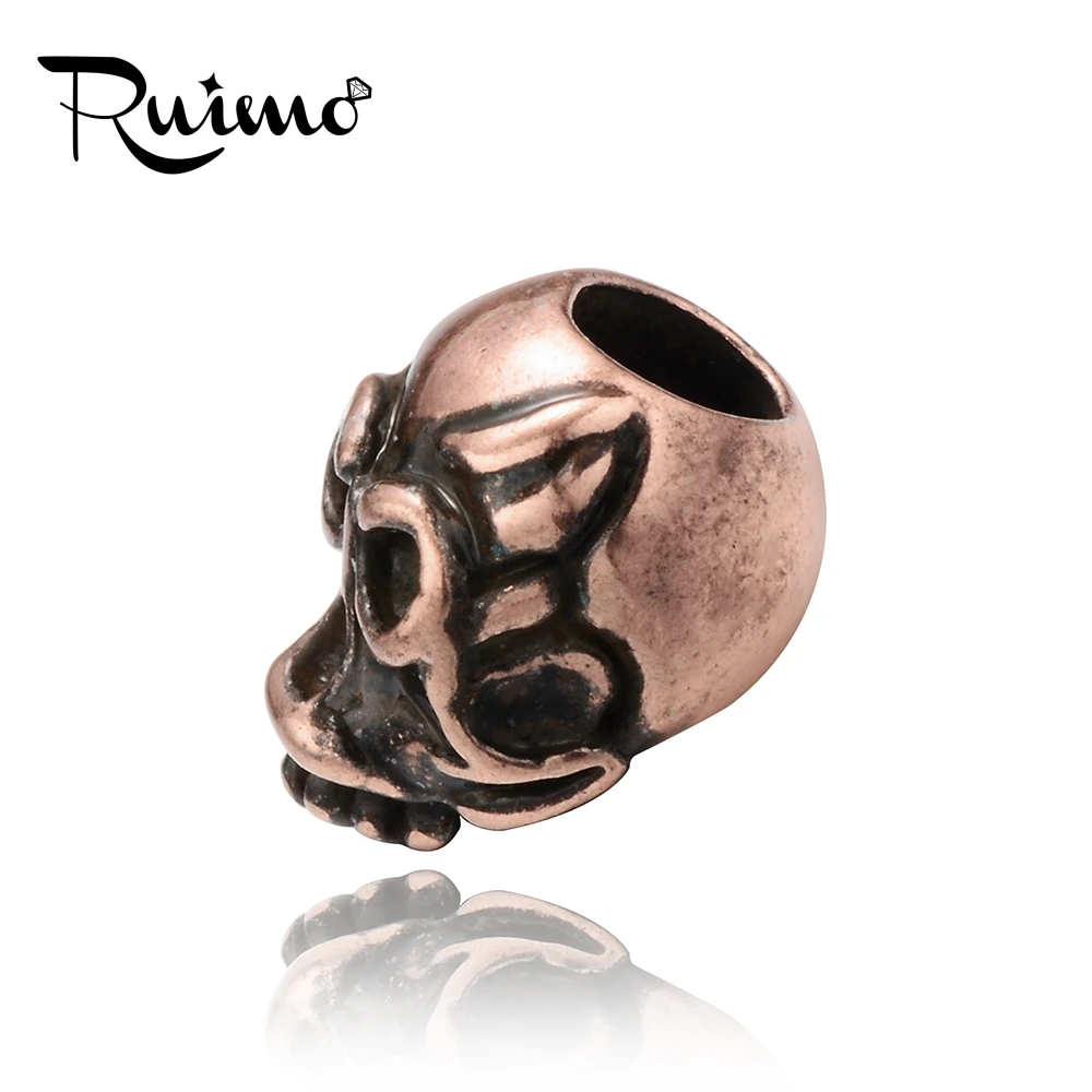 Позолоченные медные бусины в форме черепа RUIMO с маленьким отверстием и