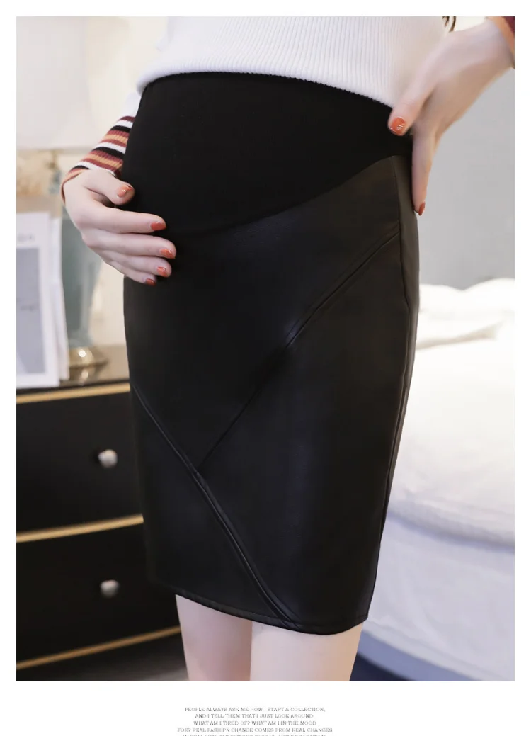 Одежда для беременных новая весенняя и Осенняя мода Корейская искусственная кожа юбка сумка бедра Беременная Женская юбка живот подъем юбка одежда