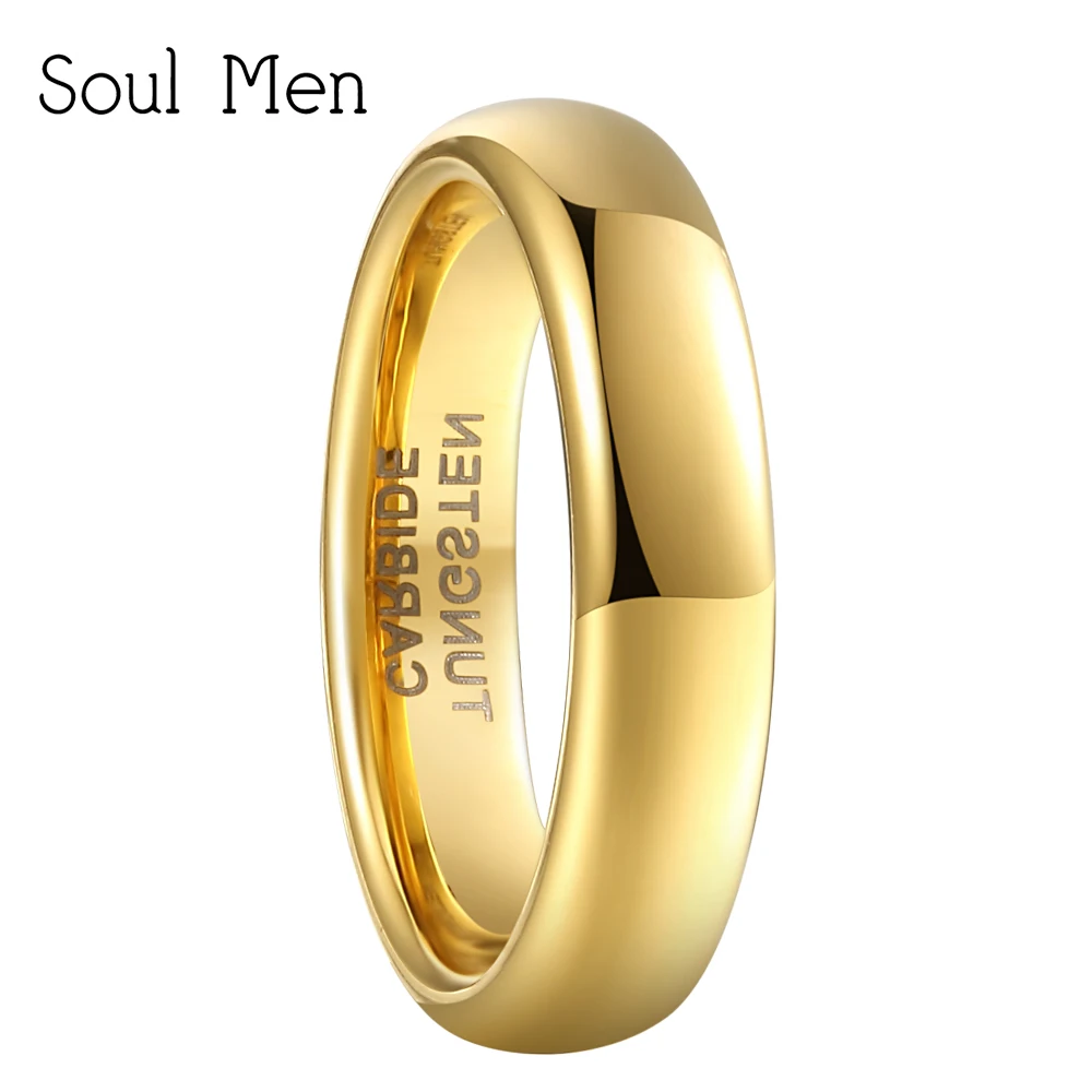 Женское кольцо из карбида вольфрама золотого цвета шириной 4 мм|tungsten carbide|gold colorring