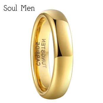 

Women Gold Color Polish Dome Ring 4mm Wide Tungsten Carbide Wedding Engagement Band Girl Women's Alliance Jewelry