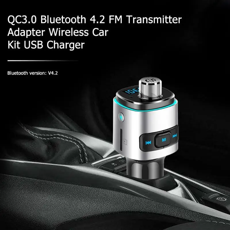 Bluetooth 4,2 fm-передатчик Handsfree автомобильный комплект MP3-плеер QC3.0 USB зарядное устройство