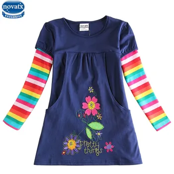 novatx  2017  newest design girls flower frocks children clothes hot dresses baby dresses long sleeve baby clothes dress