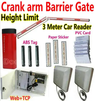 

Crank Arm Car Parking Barrier gate kit Door Entry+Exit Automatic 3 meter UHF card RFID ABS tag+Sticker+Network Access controller