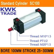SC100 стандартный воздушный цилиндр мини клапан CE ISO диаметр 100 мм Strock 25 мм до 300 мм ход один стержень двойного действия пневматический цилиндр